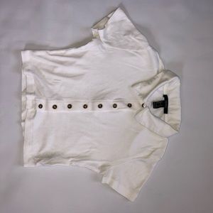 White Forever 21 Buttoned Crop Top